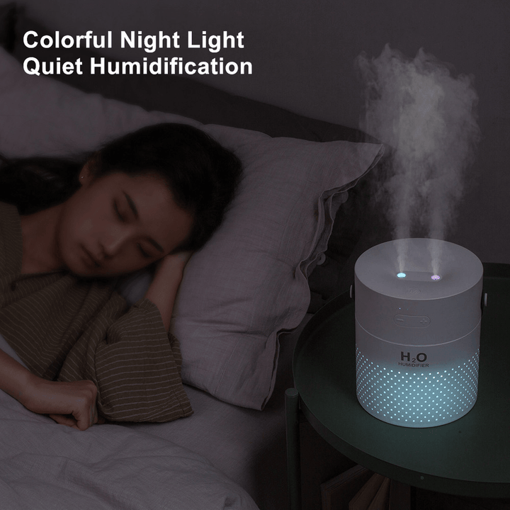 GXZ-J628 Dual Spray Humidifier Mist Maker USB Power Bank with Colorful Lights for Phone Office Home Beadroom - Trendha