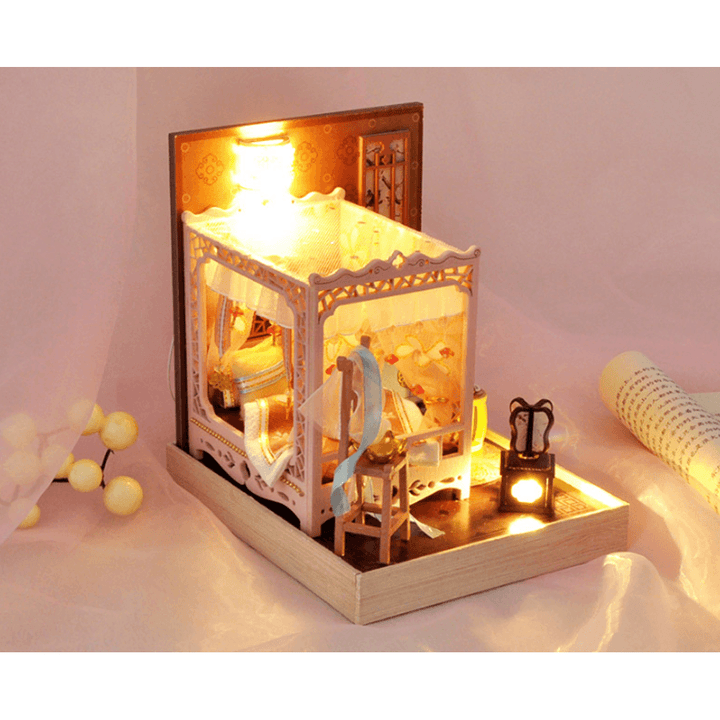 TIANYU DIY Doll House TW35 Ink Color Collection of Pink Peach Creative Antiquity Scene Handmade Small House - Trendha