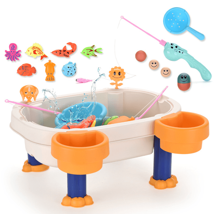 28 Pcs Creative DIY Assemble Fishing Table Summer Beach Magnetic Fishing Platform Parent-Child Interactive Puzzle Educational Toy for Kids Gift - Trendha