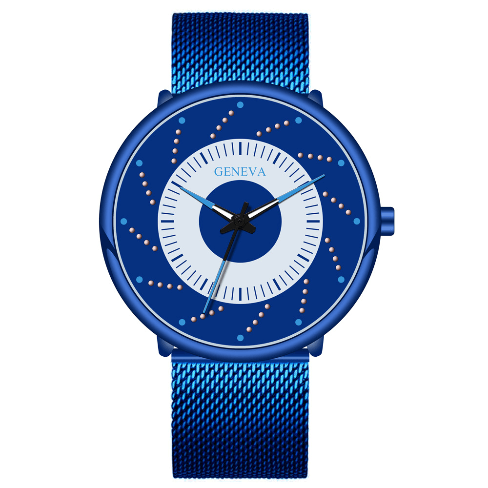 Sloggi Fashion Casual Luminous Spiral Dial Alloy Mesh Band Men Quartz Watch Wristband - Trendha