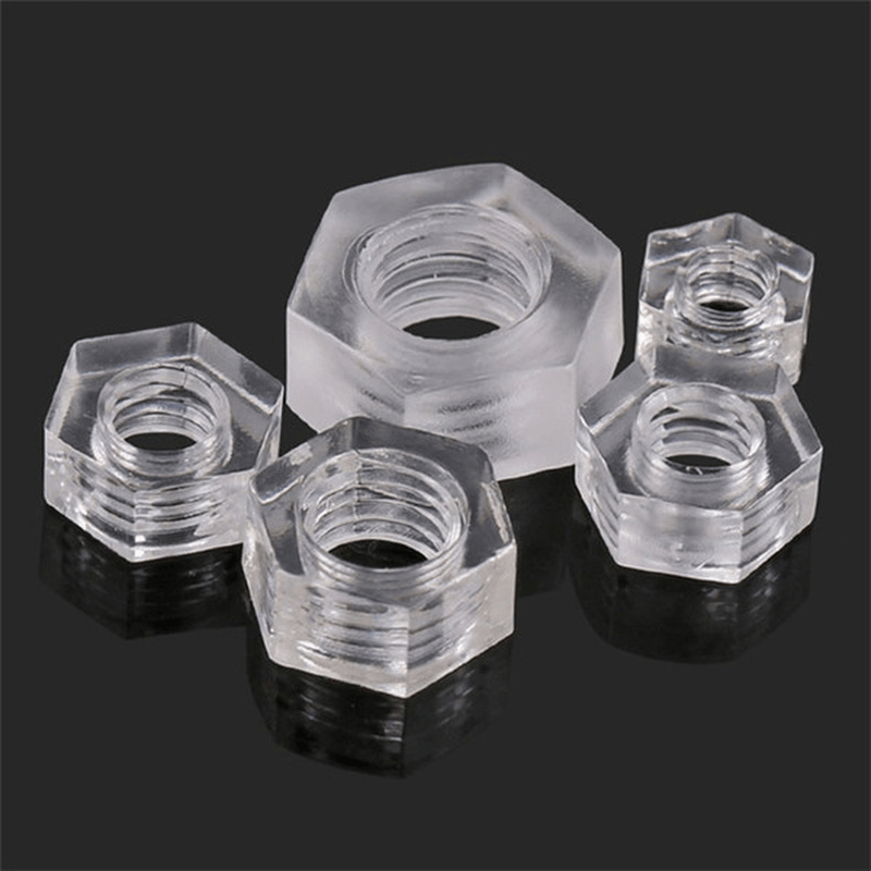 Suleve™ MXHN1 50Pcs Transparent Acrylic Nuts Hex Plastic Nut Washer Hexagonal Lock Nuts M2 M3 M4 M5 - Trendha