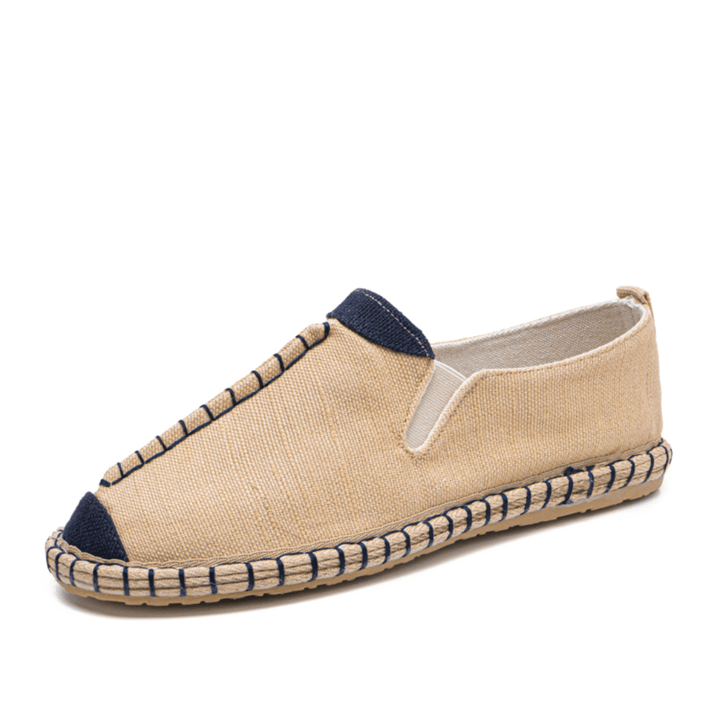Men Canvas Breathable Non Slip Hand Stitching Comfy Old Peking Casual Linen Shoes - Trendha