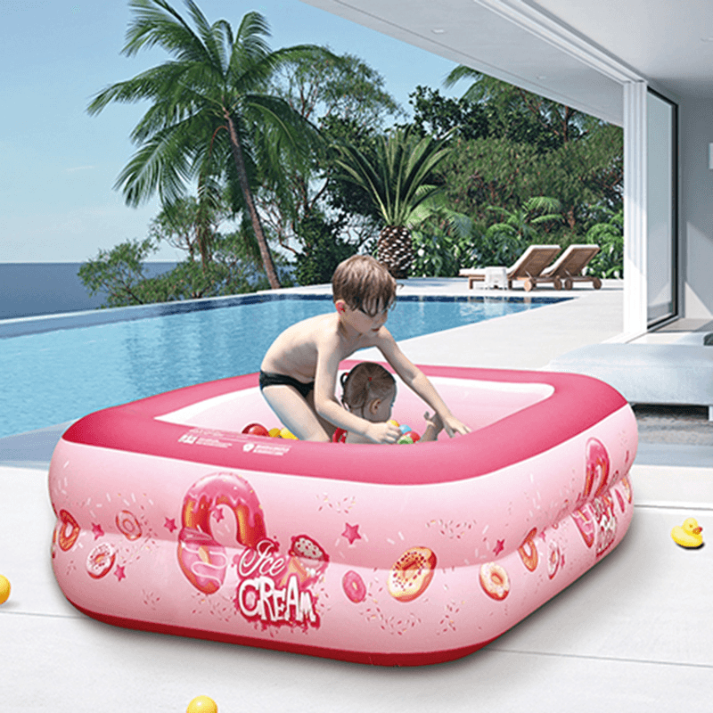 Square Inflatable PVC Kids Children'S Baby Paddling Bubble Bottom Swimming Supplies Toddler Games Pool - Trendha