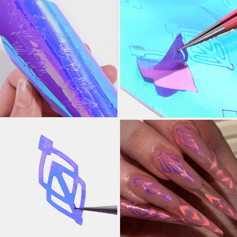 13 Color Nail Flame Stickers Kit 3D Laser Diamond Curve Back Gum Manicure Art Stickers - Trendha