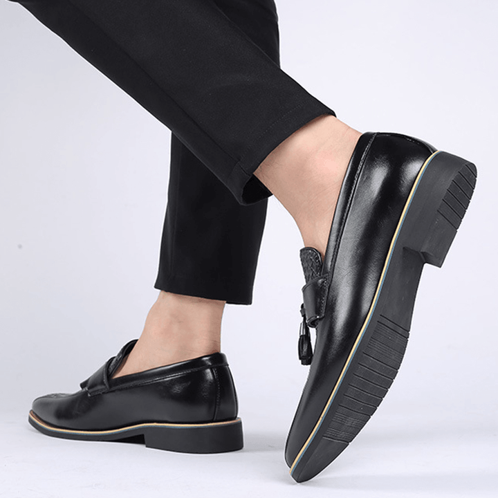 Men Tassel Decor Microfiber Leather Non Slip Business Casual Formal Shoes - Trendha