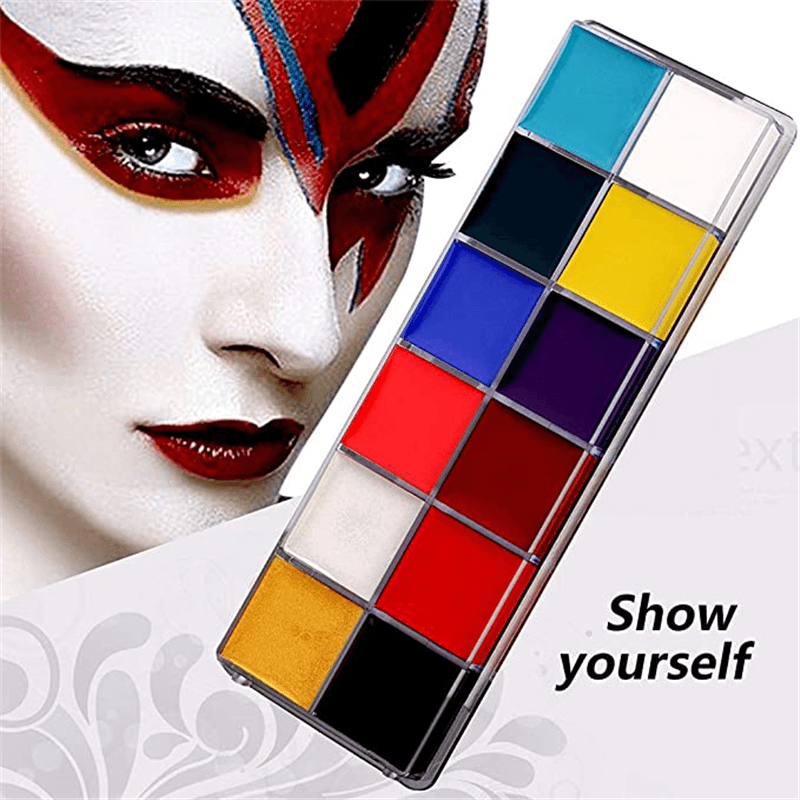 12 Colors Face Body Paint Oil Face Painting Kits Professional Painting Halloween Party Fancy Make up for Adults and Kids - Trendha