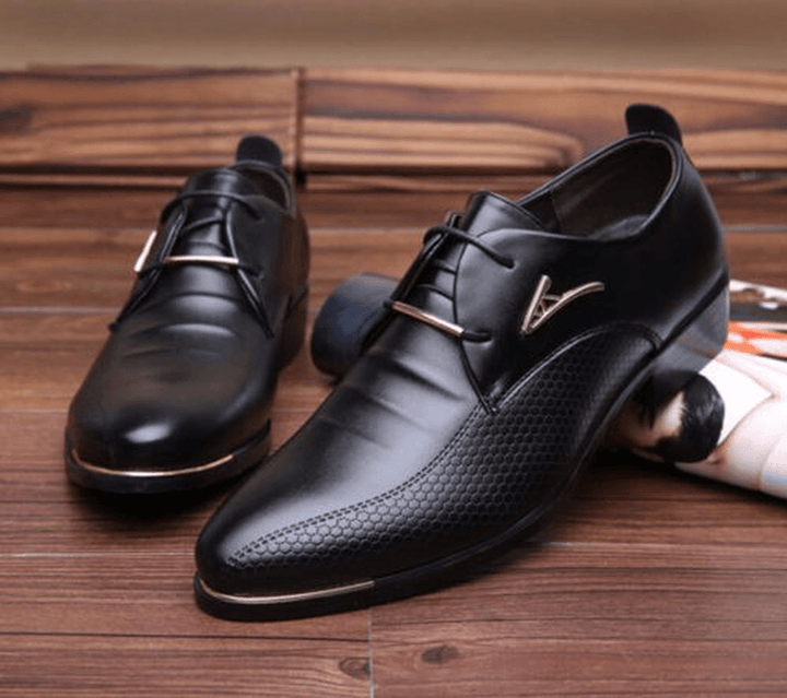 Men'S Business Dress Formal Oxfords Leather Loafers Flat Lace up Casual Shoes - Trendha