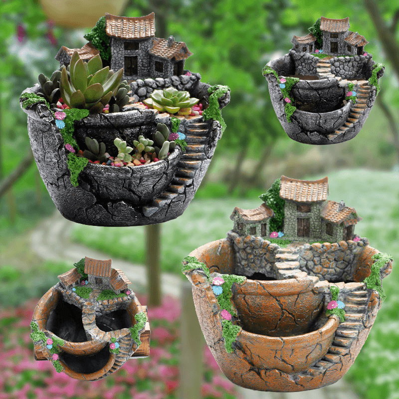 Father'S Day Gifts Flower Pot Resin Flower Pot Succulent Planter Decoration Pot - Trendha