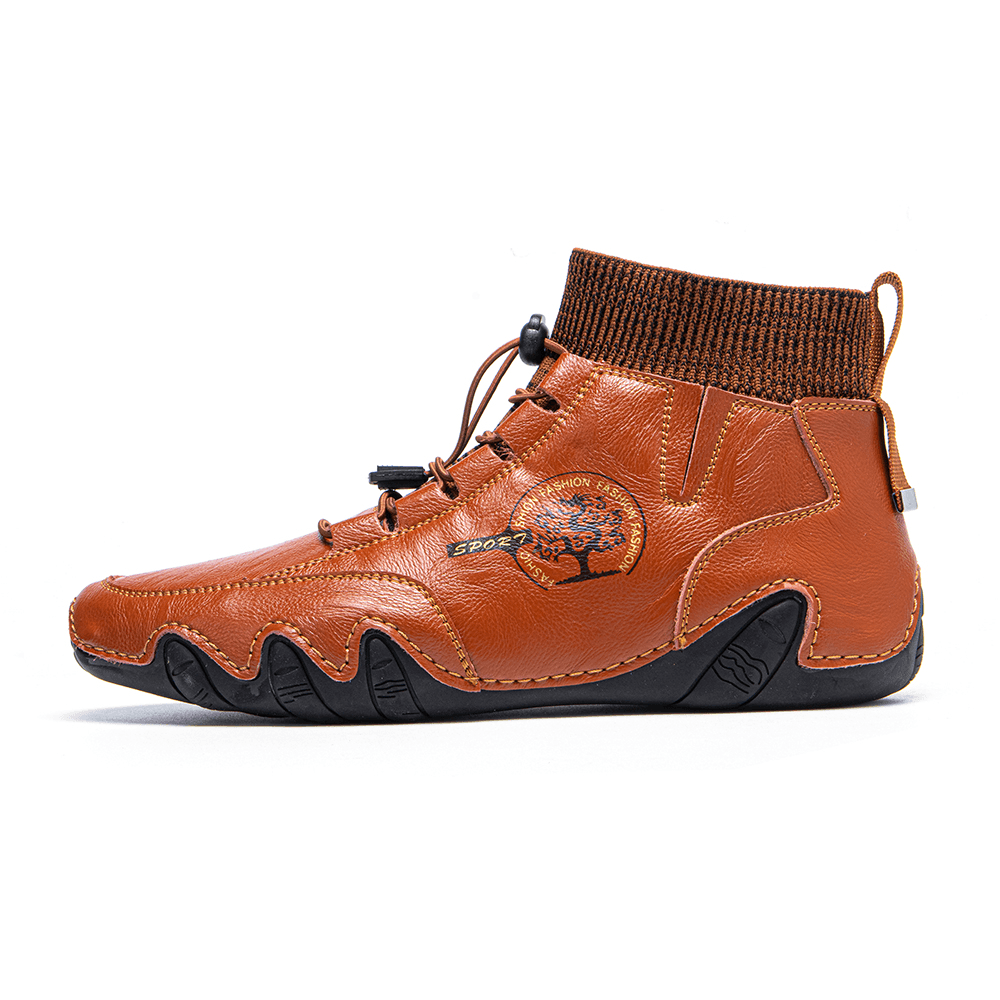 Menico Men Handmade Leather Non Slip Soft Sock Ankle Boots - Trendha