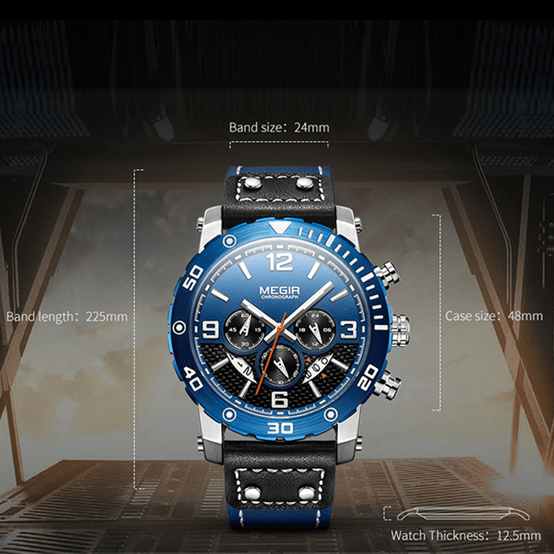 Fashion Sports Business Luminous Point with Calendar Date Display PU Leather Band Waterproof Men Quartz Watch - Trendha