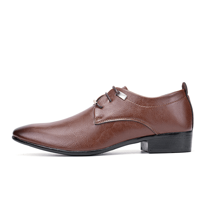 Men's Leather Breathable Oxfords - Pointed Toe, Lace-Up, Soft Bottom for Casual & Business Wear - Trendha