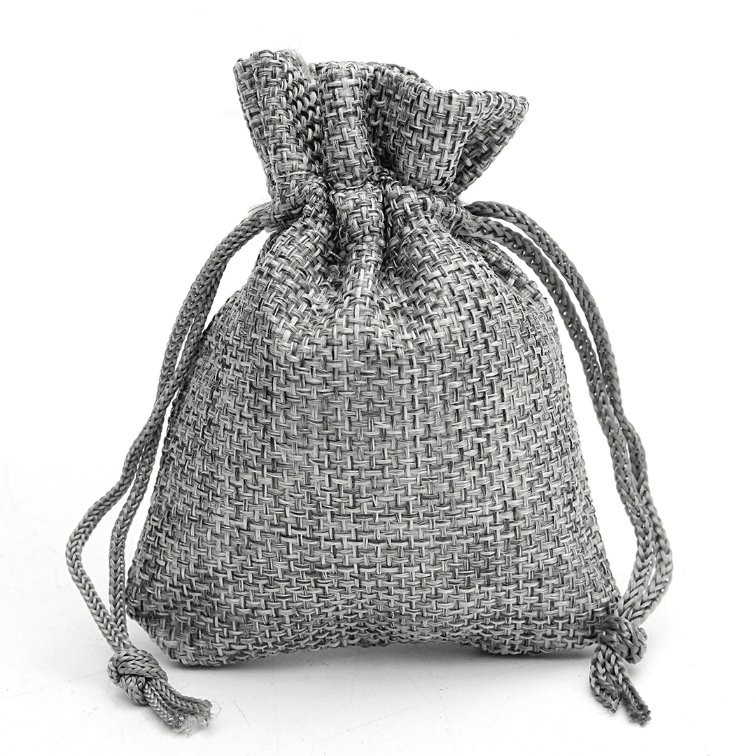 10PCS Grey Burlap Bags Jute Hessian Drawstring Sack Small Wedding Favor Gift - Trendha