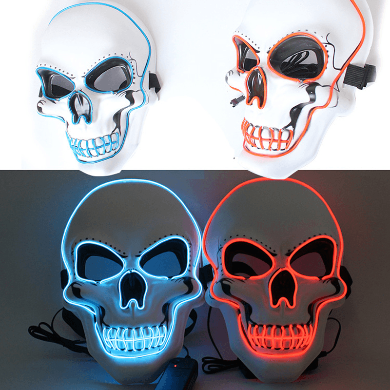 Halloween Horror Party Mask Ghost LED Lighting Glowing Festivals Props EL Cold Light Fluorescent Mask - Trendha
