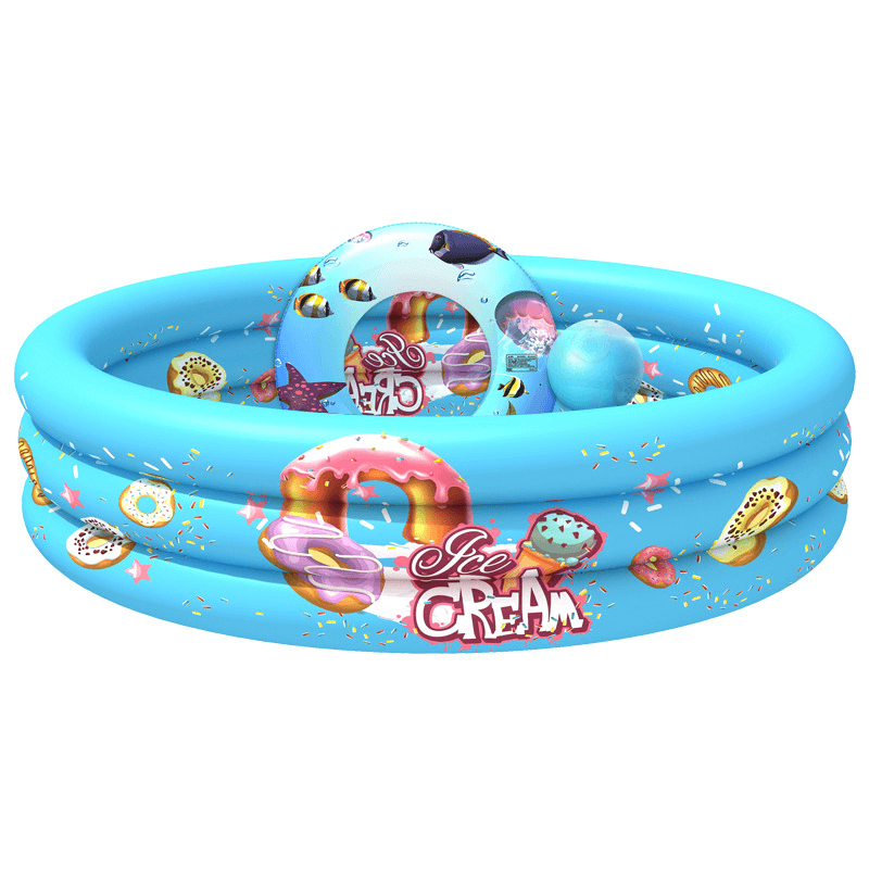 130Cm Children Swimming Pool Bathing Tub Baby Toddler Paddling Inflatable Swimming Pool with Swimming Ring and Ball - Trendha