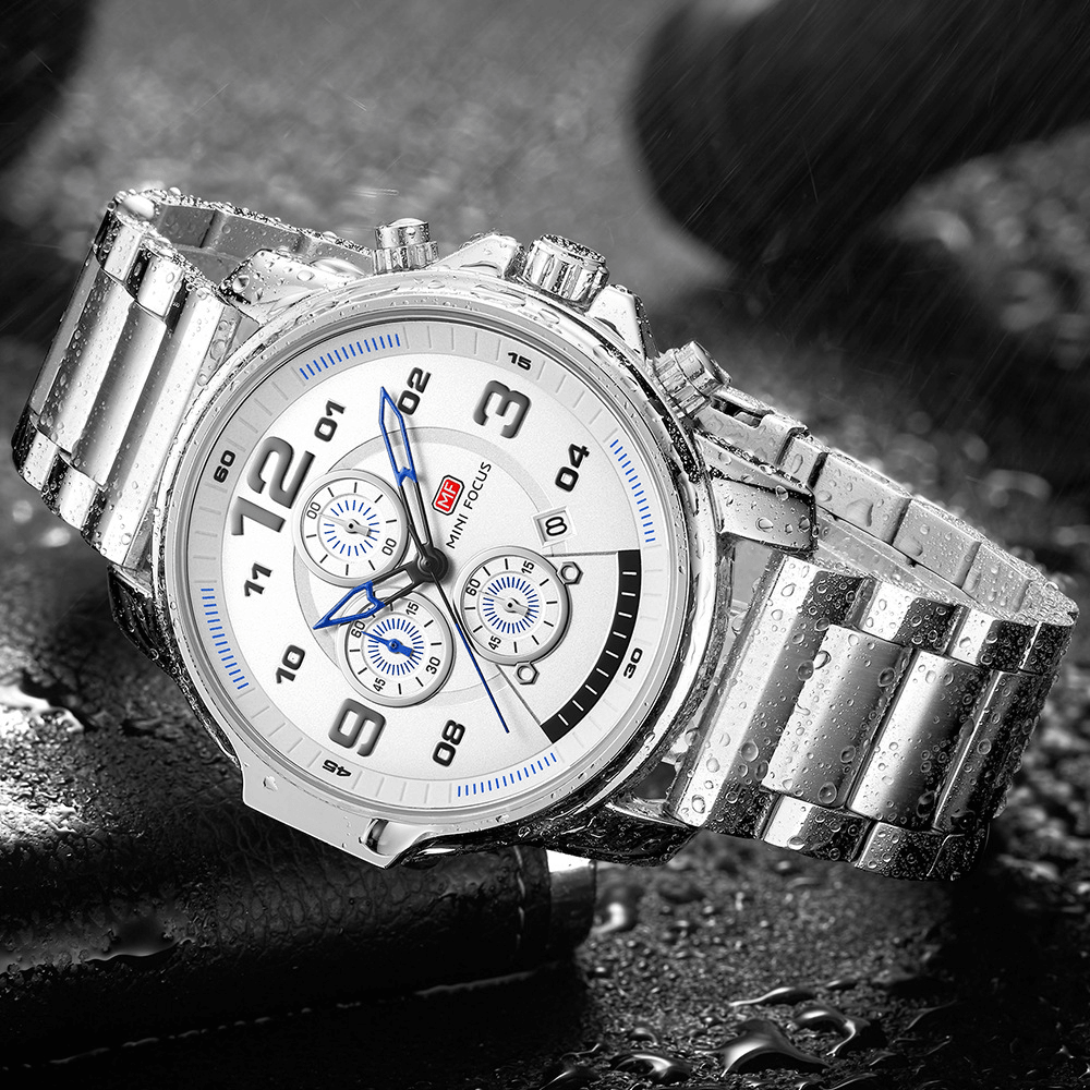 MINIFOCUS 0229G Full Steel Business Style Men Wristwatch Calendar Multifunction Quartz Watch - Trendha