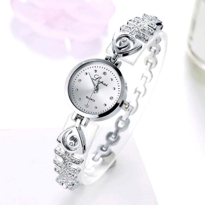 LVPAI P123 Diamond Dial Women Bracelet Watch Full Steel Small Dial Quartz Watches - Trendha