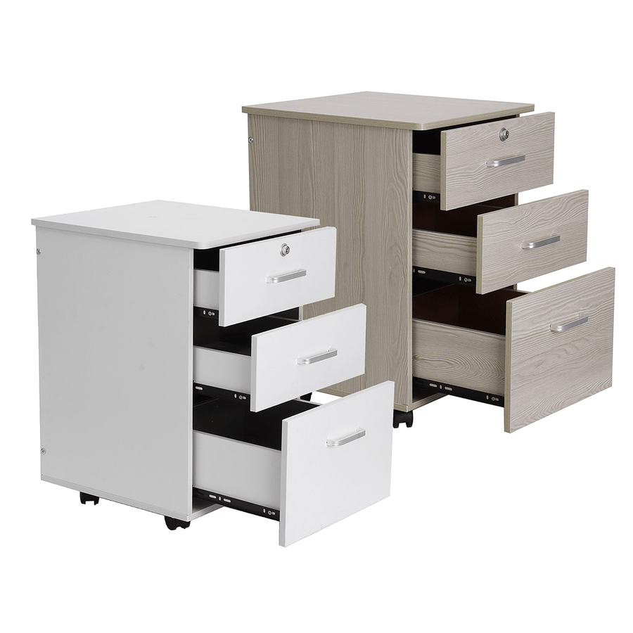3-Drawer Rolling Storage Cabinet Office Supply Printer Cart Nightstand with Lock - Trendha