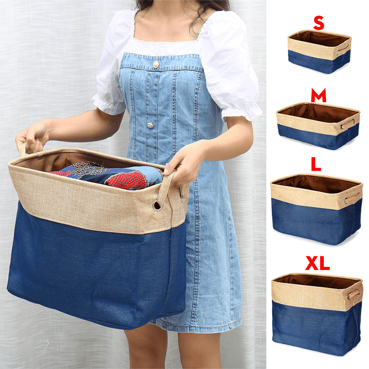 Eight Kinds of Cotton & Linen Blue/Grey Storage Basket without Cover for Kid Toys - Trendha