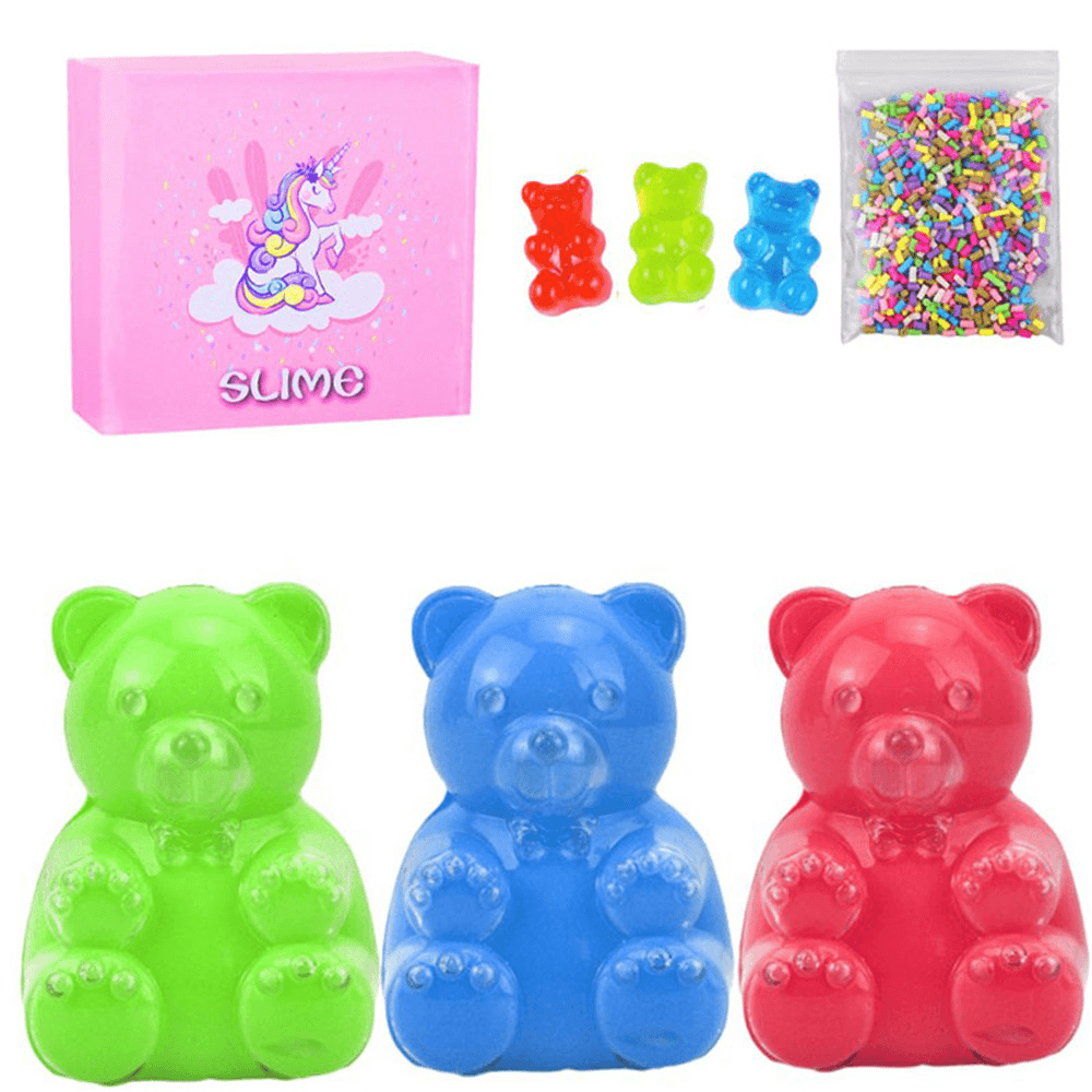 Areedy Bear Slime Simulation Bear and Sugar Cubes and Bear Accessories with Color Box Set Indoor Toys - Trendha