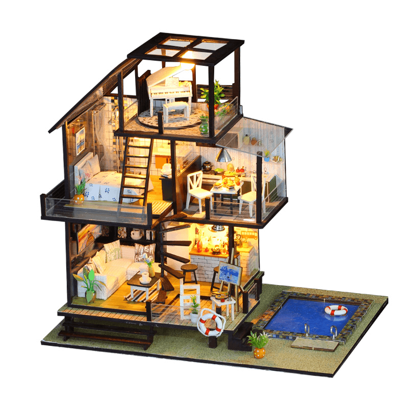 Iie Create K048 Seattle Holiday DIY Assembled Cabin Creative with Furniture Indoor Toys - Trendha