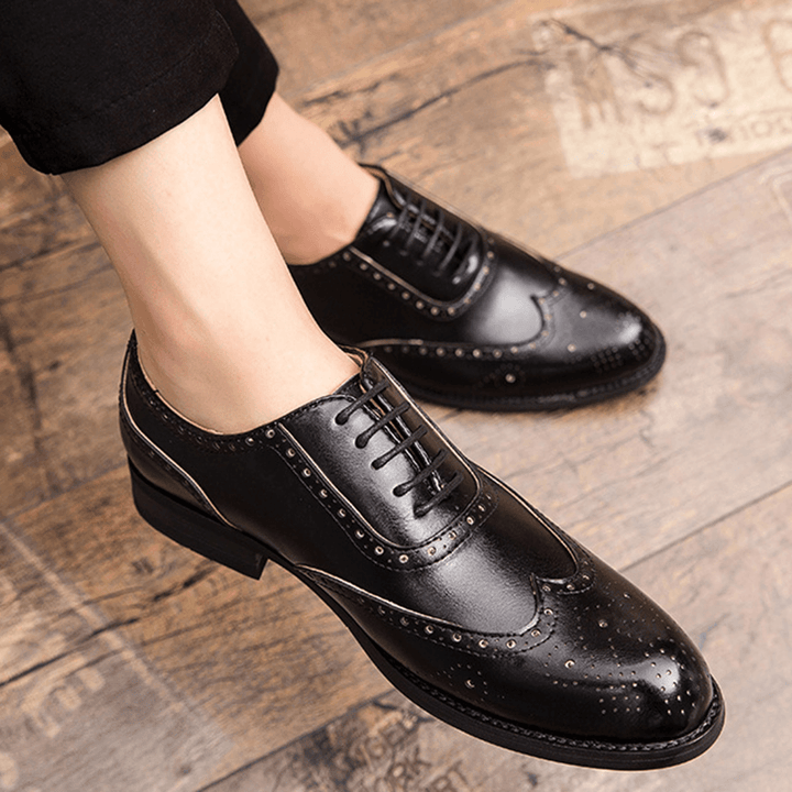 Men Brogue Carved Formal Dress Shoe Casual Business Oxfords - Trendha