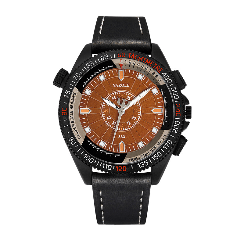 YAZOLE Outdoor Three-Dimensional Dial PU Leather Band Waterproof Quartz Watch - Trendha