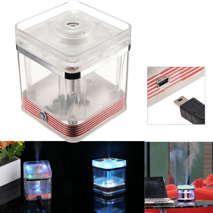 LED Mini USB Square Humidifier Office Home Car Lamp Essential Oil Light Air Purifier Aroma Therapy Diffuser - Trendha