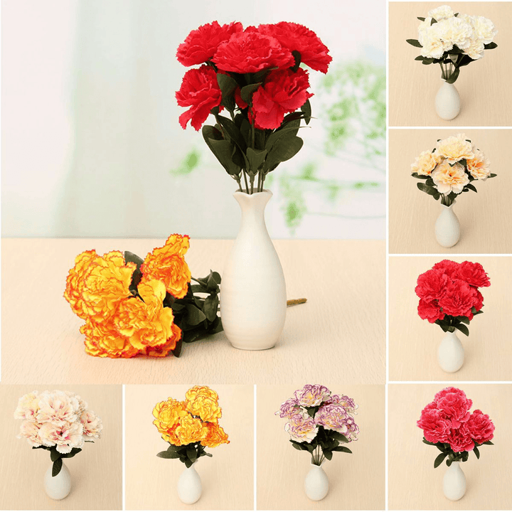 7 Heads Artificial Silk Carnation Flower Bouquet Home Party Wedding Room Decorations - Trendha
