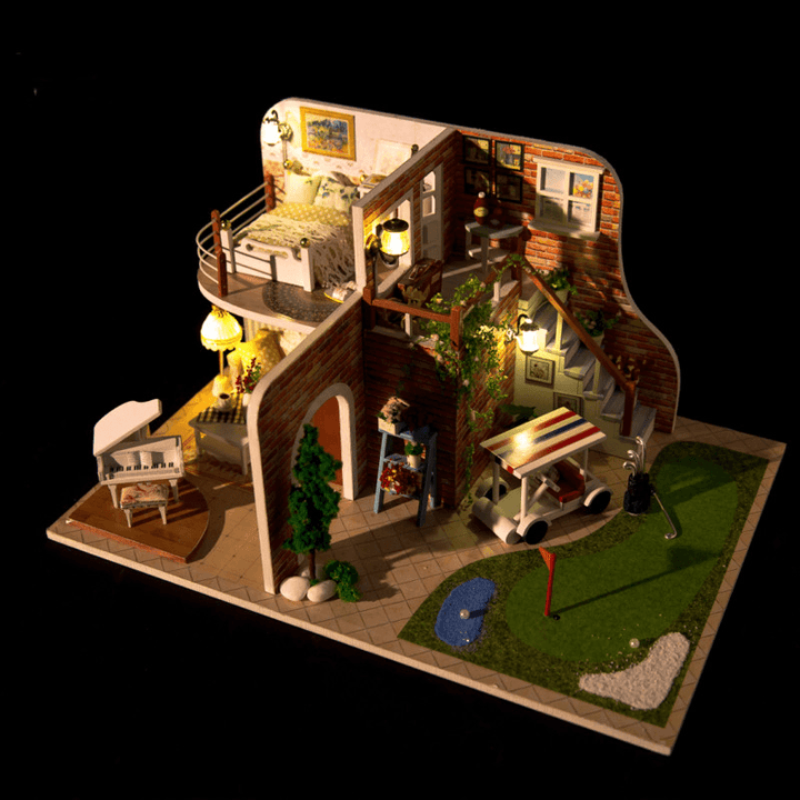 Hoomeda 1/24 DIY Wooden Golf Tour with Led+Furniture Dollhouse - Trendha