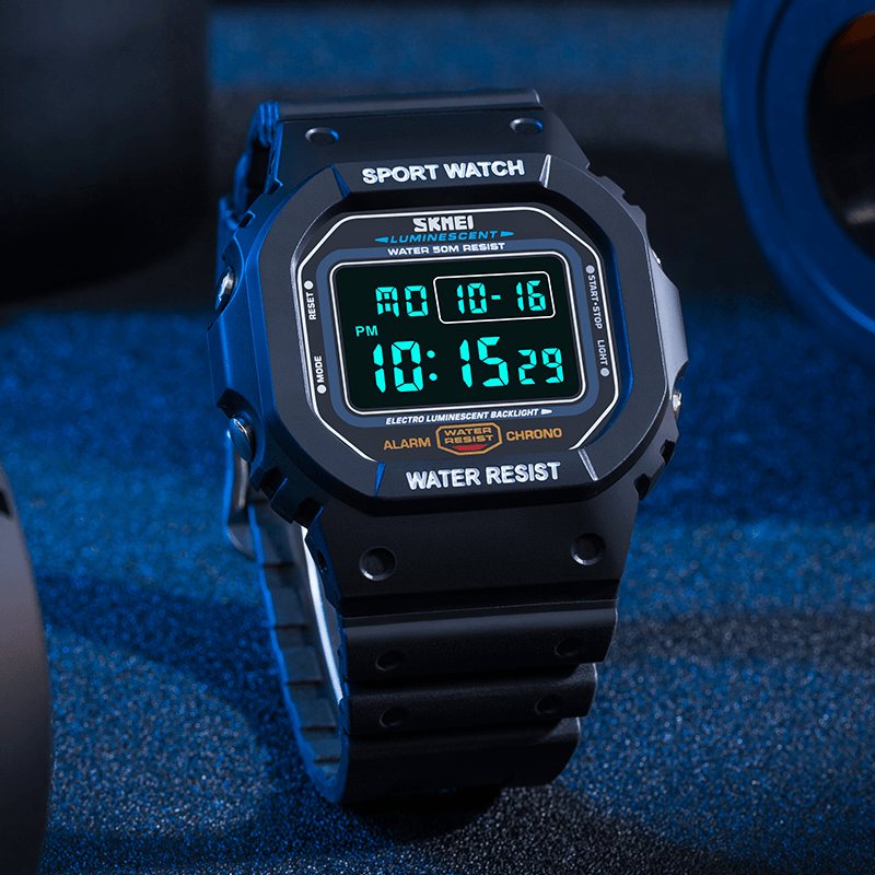 SKMEI 1134 Sport Men Watch Date Week Display 5ATM Waterproof Chronograph LED Light Fashion Digital Watch - Trendha
