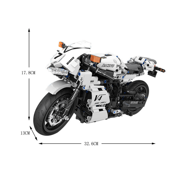 716 Pcs 1:6 7047 3D Competitive Motorcycle Model DIY Hand-Assembled Mechanical Technology Blocks Educational Toy for Kids - Trendha