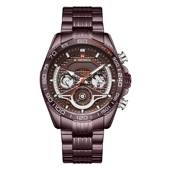 NAVIFORCE 9185 Luminous Display Calendar Full Steel Quartz Watch Fashionable Waterproof Men Watches - Trendha