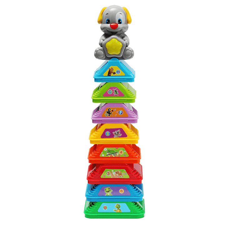 Kids Colorful Stacking Dog Pile up Tower Toy Learning Plaything Cups Counting Stack Cups Blocks - Trendha