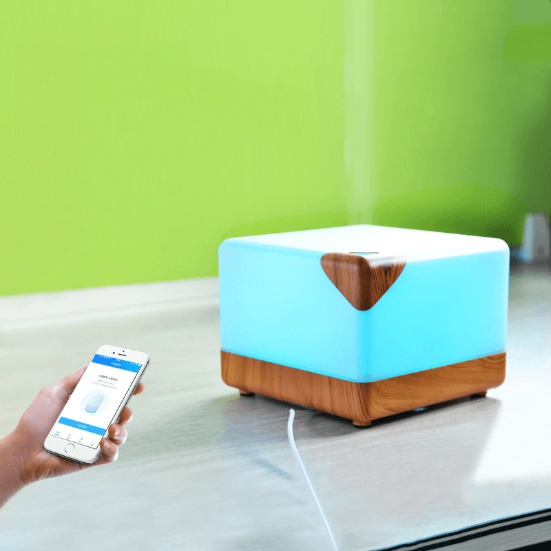 Smart WIFI 110-220V 12W Wood Grain Intelligent Aromatherapy Humidifier 6 Color LED Light Amazon Alexa Google Control - Trendha