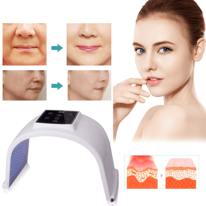 100-240V PDT LED Light Photodynamic Facial Skin Rejuvenation Therapy Beauty Machine 7 Colors - Trendha