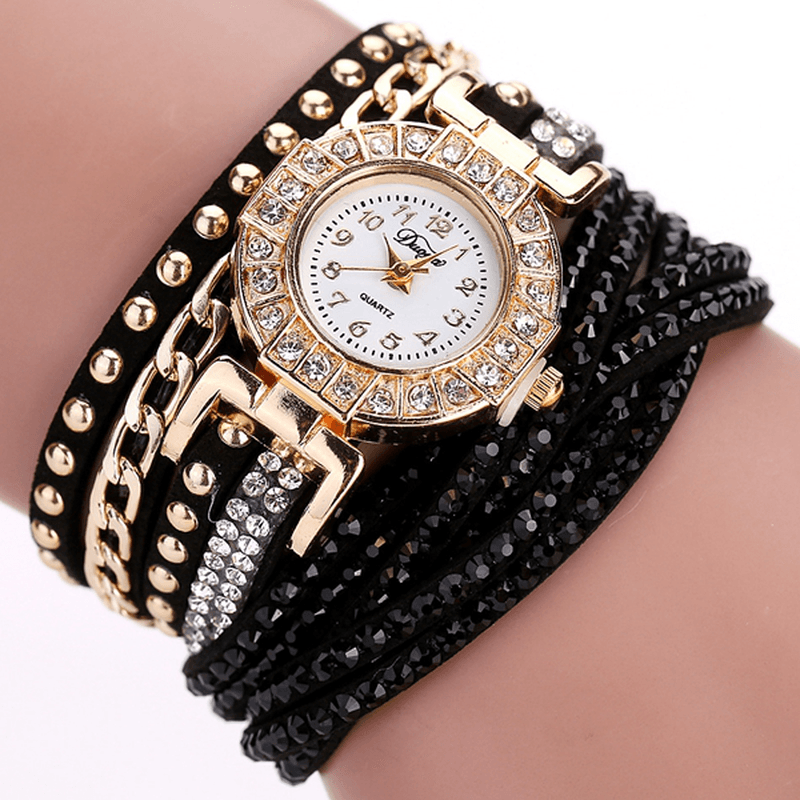 DUOYA Luxury Nation Style Crystal Gold Bracelet Watch Ladies Vintage Quartz Wirstwatches - Trendha