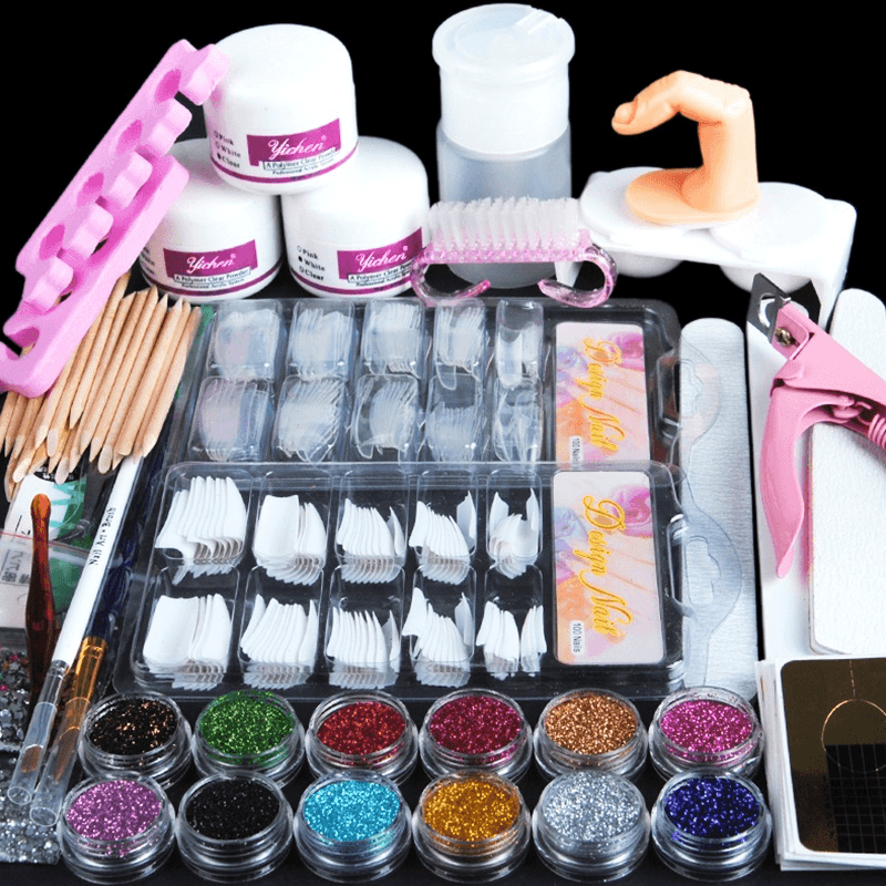 Acrylic Nail Professional Nail Art Set Acrylic Pink Rhinestone Decoration Set - Trendha