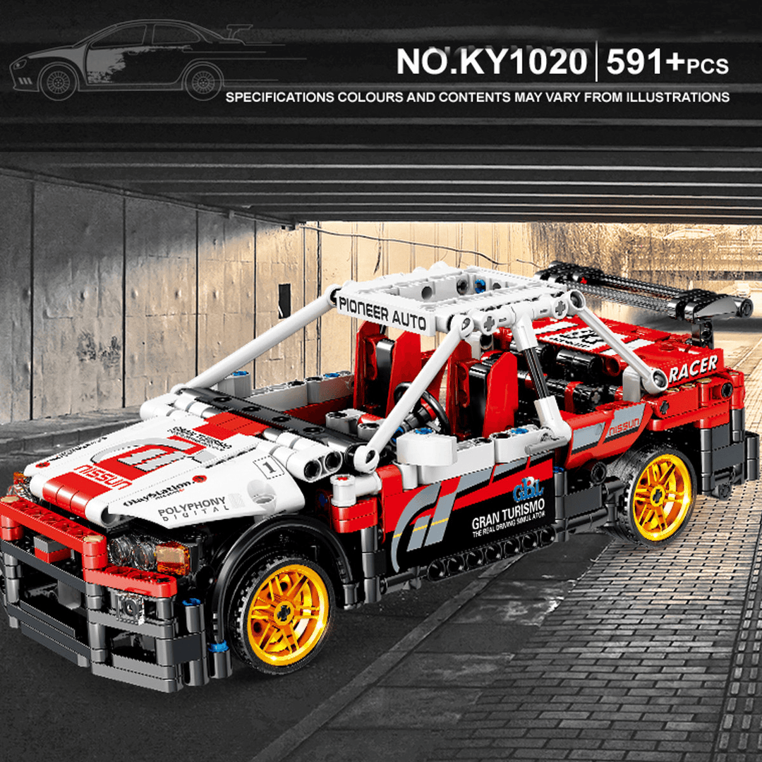 591 Pcs 1:17 KY1020 R32 Ares Mechanical Engineering Car Small Particle DIY Assembled Building Blocks Pull Back Racing Car Model Toy for Birthday Gift - Trendha