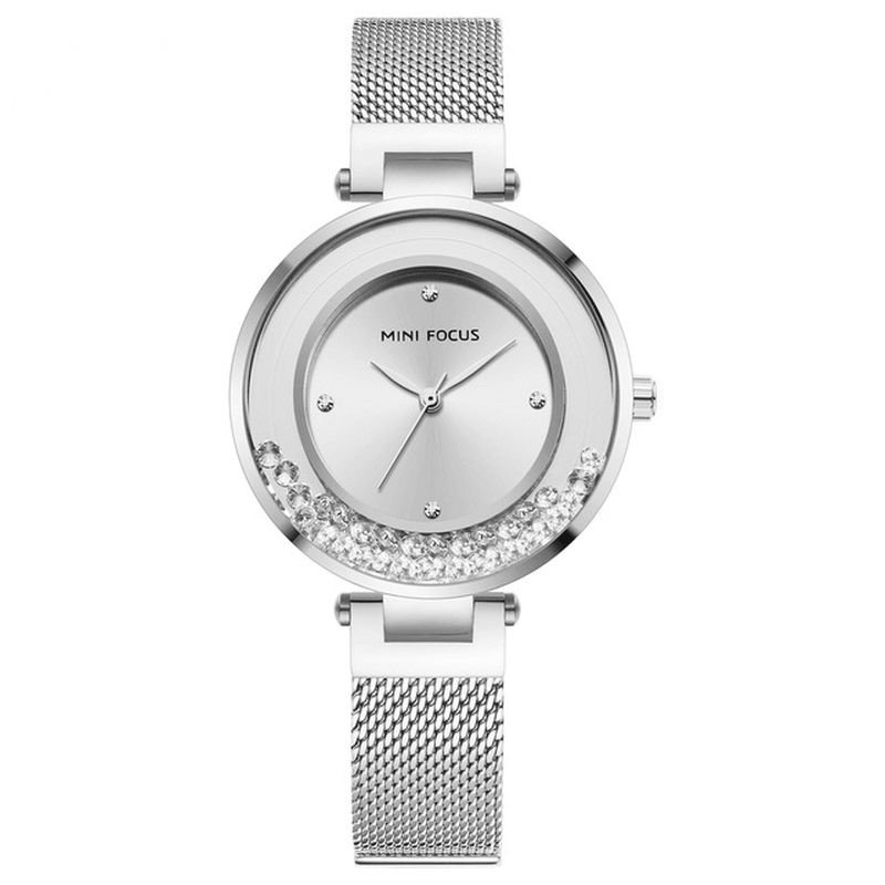 MINI FOCUS MF0254L Ultra Thin Mesh Strap Crystal Elegant Women Watch Quartz Watch - Trendha
