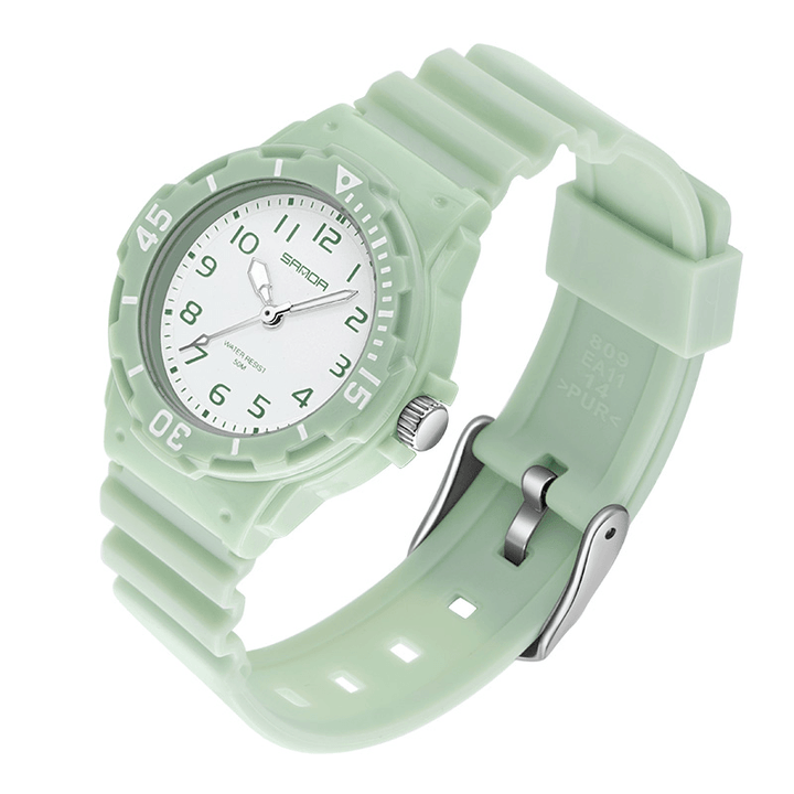 SANDA 6011 Fresh Color Silicone Strap Ultra Light-Weight Women Quartz Watch - Trendha