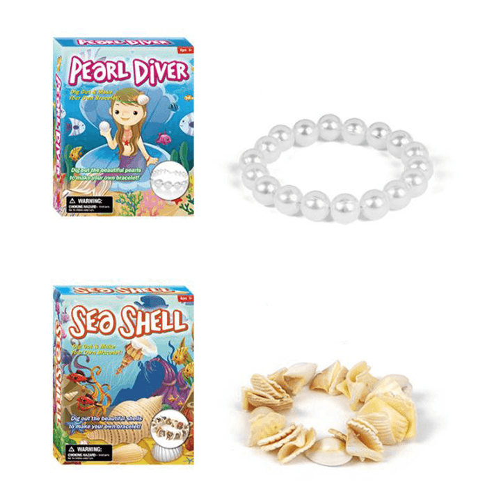 DIY Excavating and Assembling Archaeological Plastic Shell Pearl Bracelet Kids Toys - Trendha