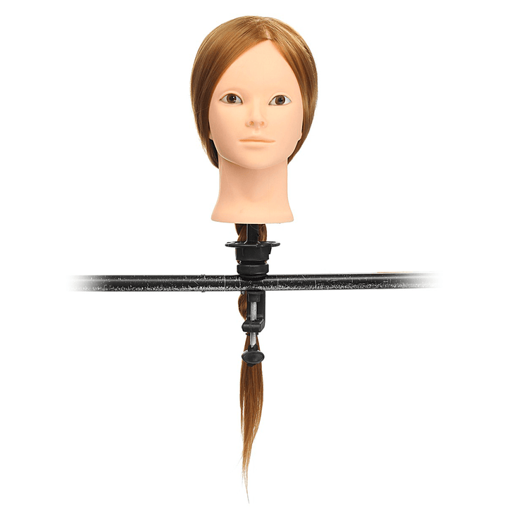 24'' Hairdressing Human Hair Practice Makeup Training Mannequin Head with Clamp - Trendha