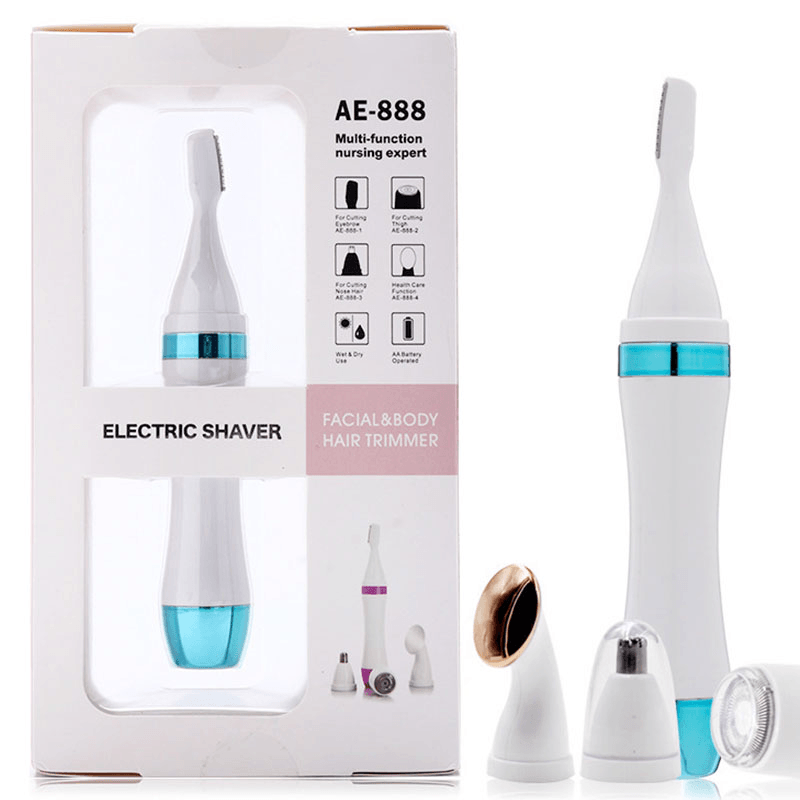 4 in 1 Household Painless Epilator Electric Hair Remover Hair Shaving Electric Shaver Eyebrow Shaping Nose Hair Massage Introducer - Trendha