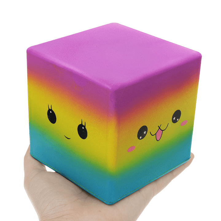 Huge Squishy Square Cake Rainbow Colour Kawaii Cute Soft Solw Rising Toy Cartoon Gift Collection - Trendha