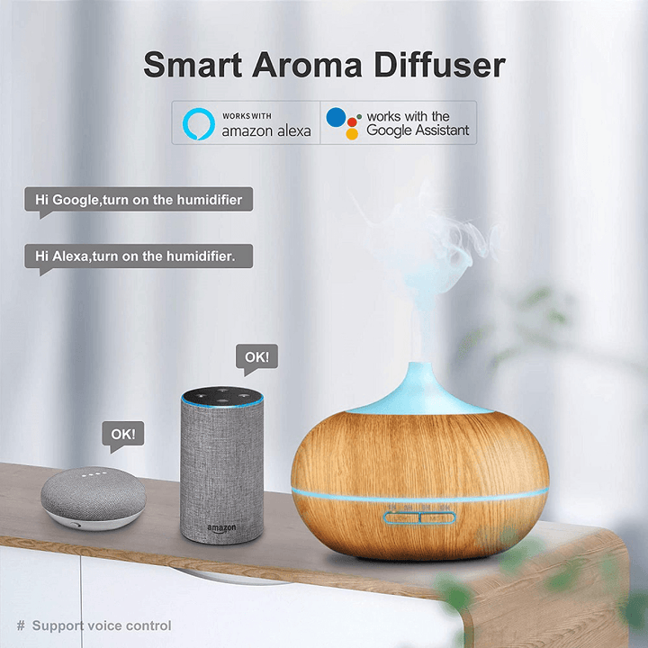 Gx.Diffuser 300ML Ultrasonic Aroma Diffuser Smart Wi-Fi Air Humidifier LED Electric Essential Oil Diffuser Compatible with Alexa - Trendha