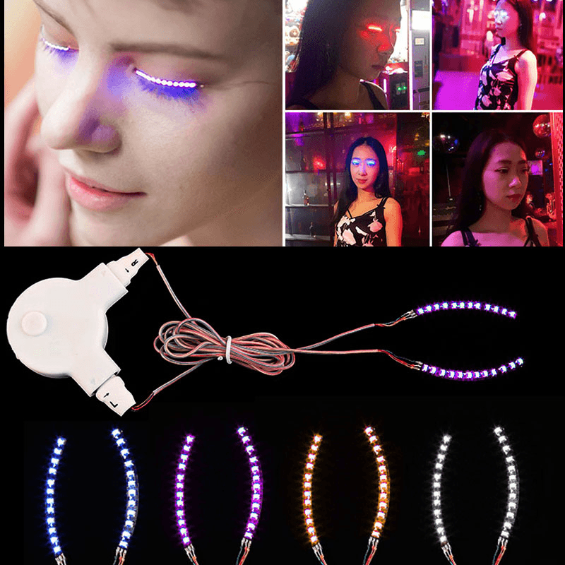 LED Eyelashes Eyelid False Eyelashes Unisex LED Light Eye Lash for Fashion Icon Saloon Pub Club Bar Party Fast Ship - Trendha