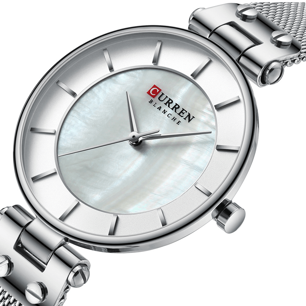 CURREN 9056 Ultra Thin Casual Style Ladies Wrist Watch Mesh Steel Band Quartz Watch - Trendha