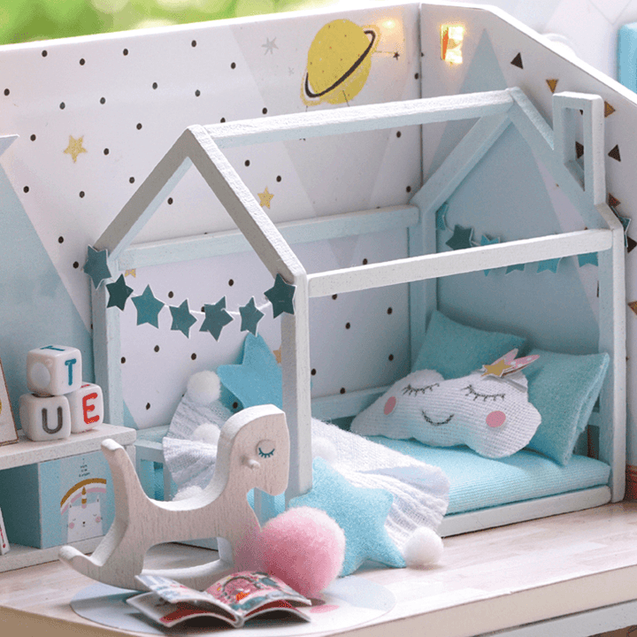 Cuteroom L028 DIY Cottage Poetic Life Handmade Loft Simple Apartment Doll House with Dust Cover Music Motor - Trendha