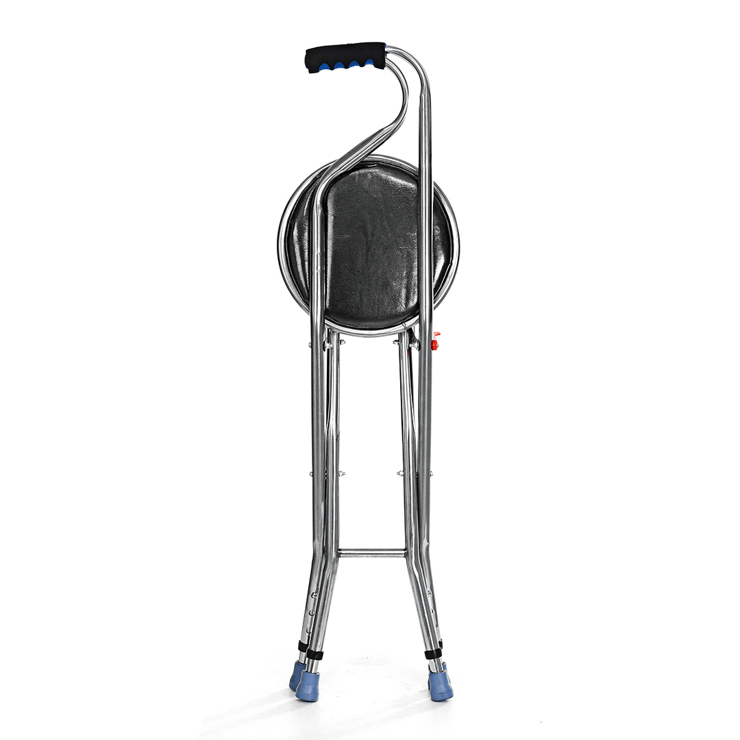 Adjustable Height Folding Stainless Steel Cane Chair Seat Portable Walking Stick - Trendha
