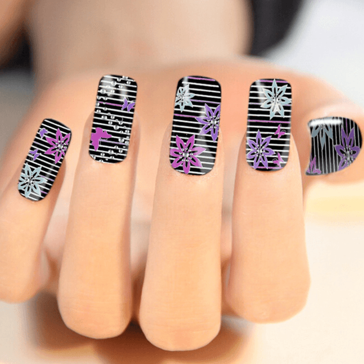 Flower Floral Design Color Change Changing Nail Sticker Changed with Sunlight UV Light - Trendha